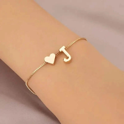 Elegant Love Heart Charm Bracelet - Delicate Minimalist Link Chain