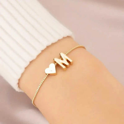 Elegant Love Heart Charm Bracelet - Delicate Minimalist Link Chain