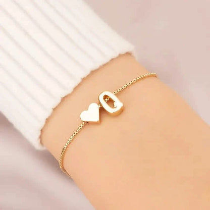 Elegant Love Heart Charm Bracelet - Delicate Minimalist Link Chain