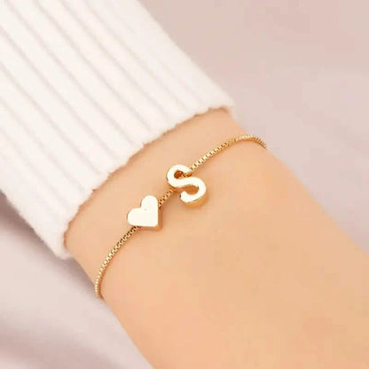 Elegant Love Heart Charm Bracelet - Delicate Minimalist Link Chain