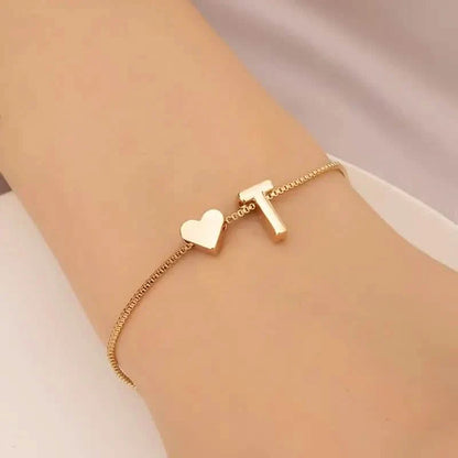 Elegant Love Heart Charm Bracelet - Delicate Minimalist Link Chain