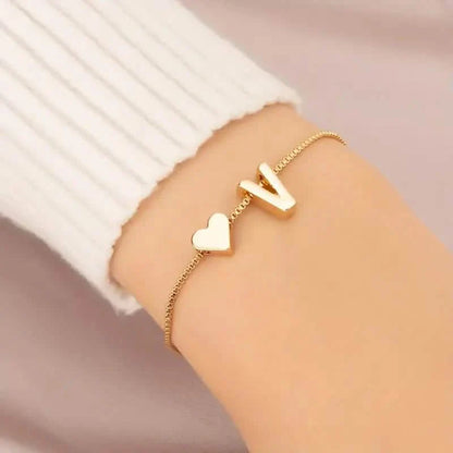 Elegant Love Heart Charm Bracelet - Delicate Minimalist Link Chain