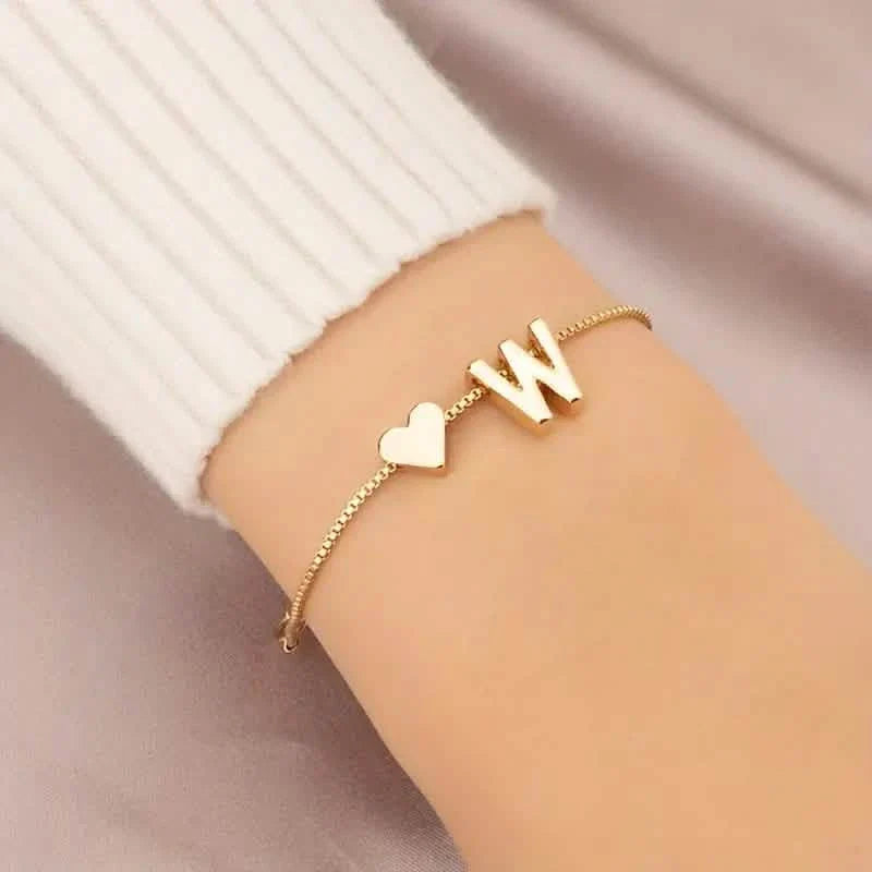 Elegant Love Heart Charm Bracelet - Delicate Minimalist Link Chain