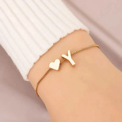 Elegant Love Heart Charm Bracelet - Delicate Minimalist Link Chain