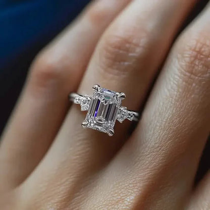 Elegant Princess Cut Cubic Zirconia Engagement Ring