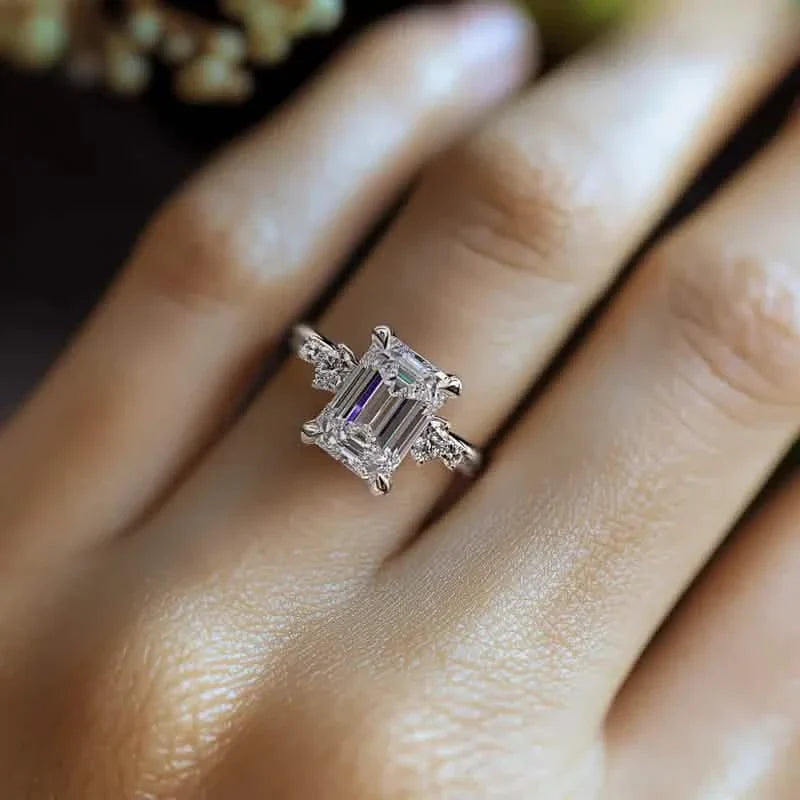 Elegant Princess Cut Cubic Zirconia Engagement Ring