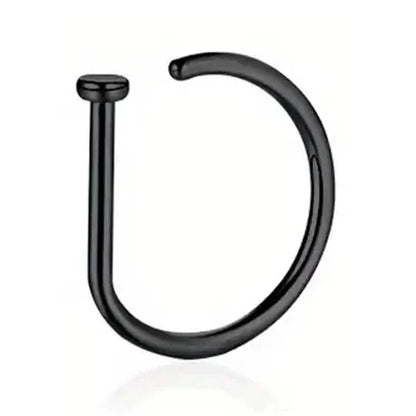 Elegant Punk-Style Stainless Steel Nose Rings - Clip-On Non-Piercing Design