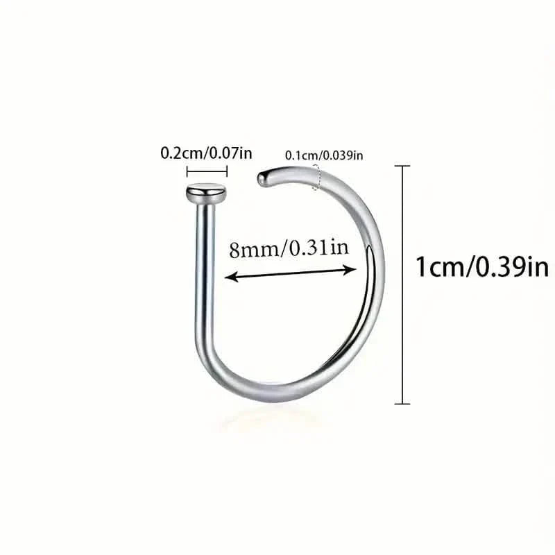 Elegant Punk-Style Stainless Steel Nose Rings - Clip-On Non-Piercing Design
