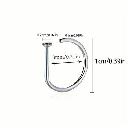 Elegant Punk-Style Stainless Steel Nose Rings - Clip-On Non-Piercing Design