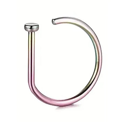 Elegant Punk-Style Stainless Steel Nose Rings - Clip-On Non-Piercing Design