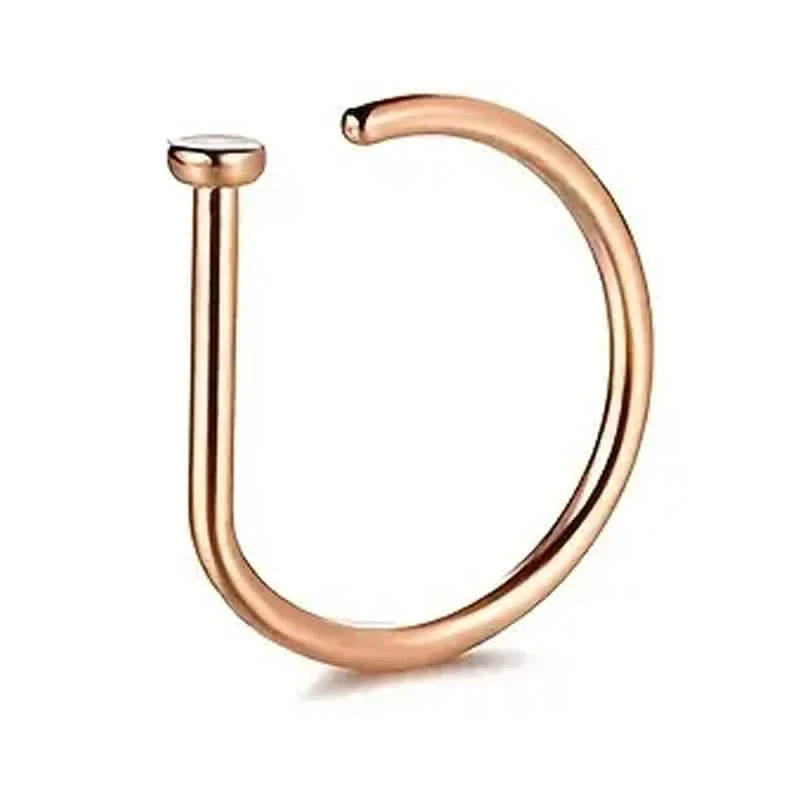 Elegant Punk-Style Stainless Steel Nose Rings - Clip-On Non-Piercing Design
