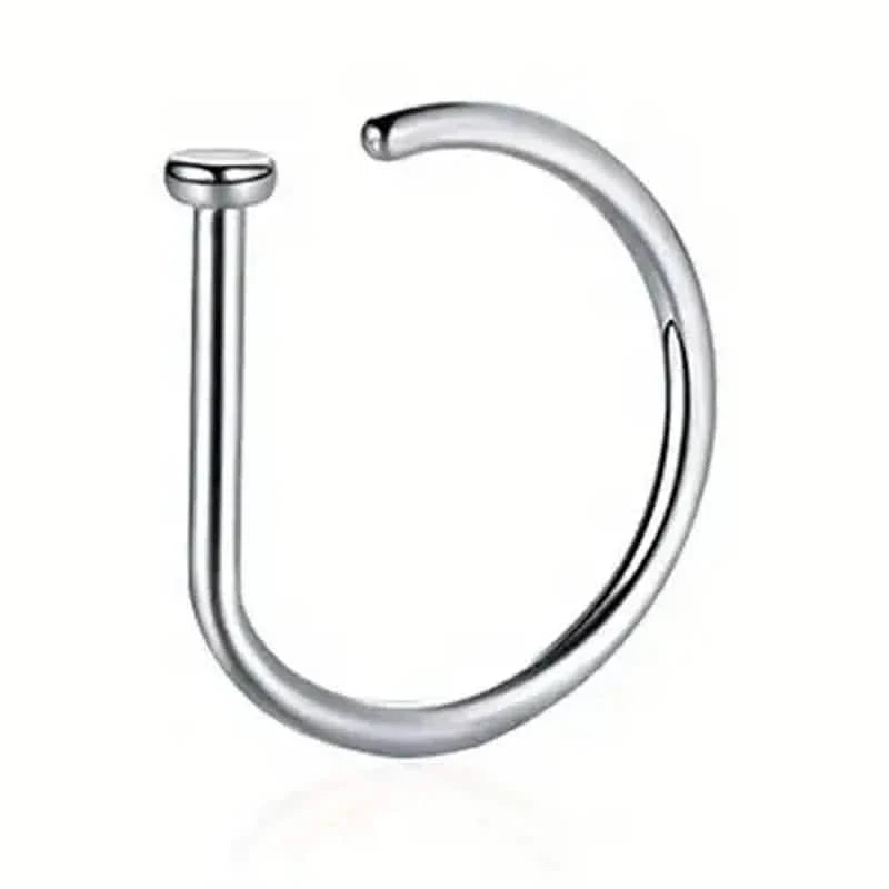 Elegant Punk-Style Stainless Steel Nose Rings - Clip-On Non-Piercing Design