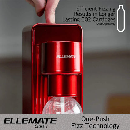 Ellemate Classic Carbonated Drink Maker, Seltzer Water with One-Push Fizz Technology, Cordless Carbonation for Bubbly Water