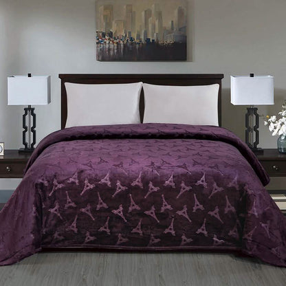 Embossed Premium Flannel Fleece Blanket - Eiffel Tower Design