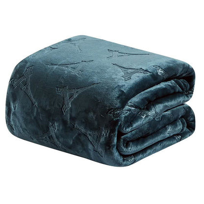 Embossed Premium Flannel Fleece Blanket - Eiffel Tower Design