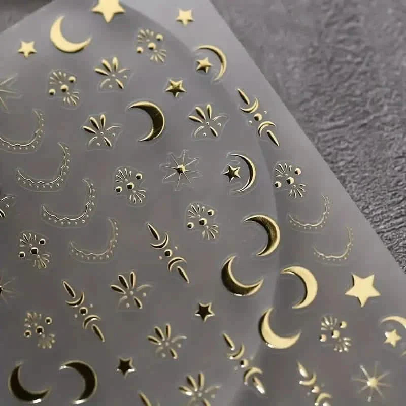 Embossed Three-dimensional Star and Moon Pattern Nail Stickers