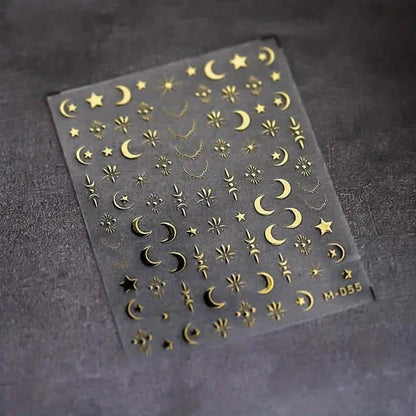 Embossed Three-dimensional Star and Moon Pattern Nail Stickers