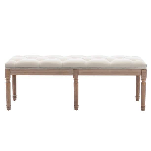 End of Bed Bench Upholstered Entryway Bench French Benchwith Rubberwood Legs