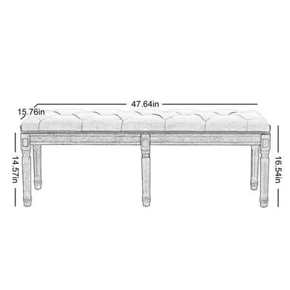 End of Bed Bench Upholstered Entryway Bench French Benchwith Rubberwood Legs