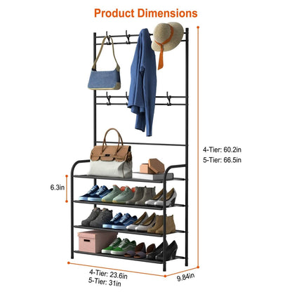 Entryway Coat Hat Rack Shoe Storage Shelf