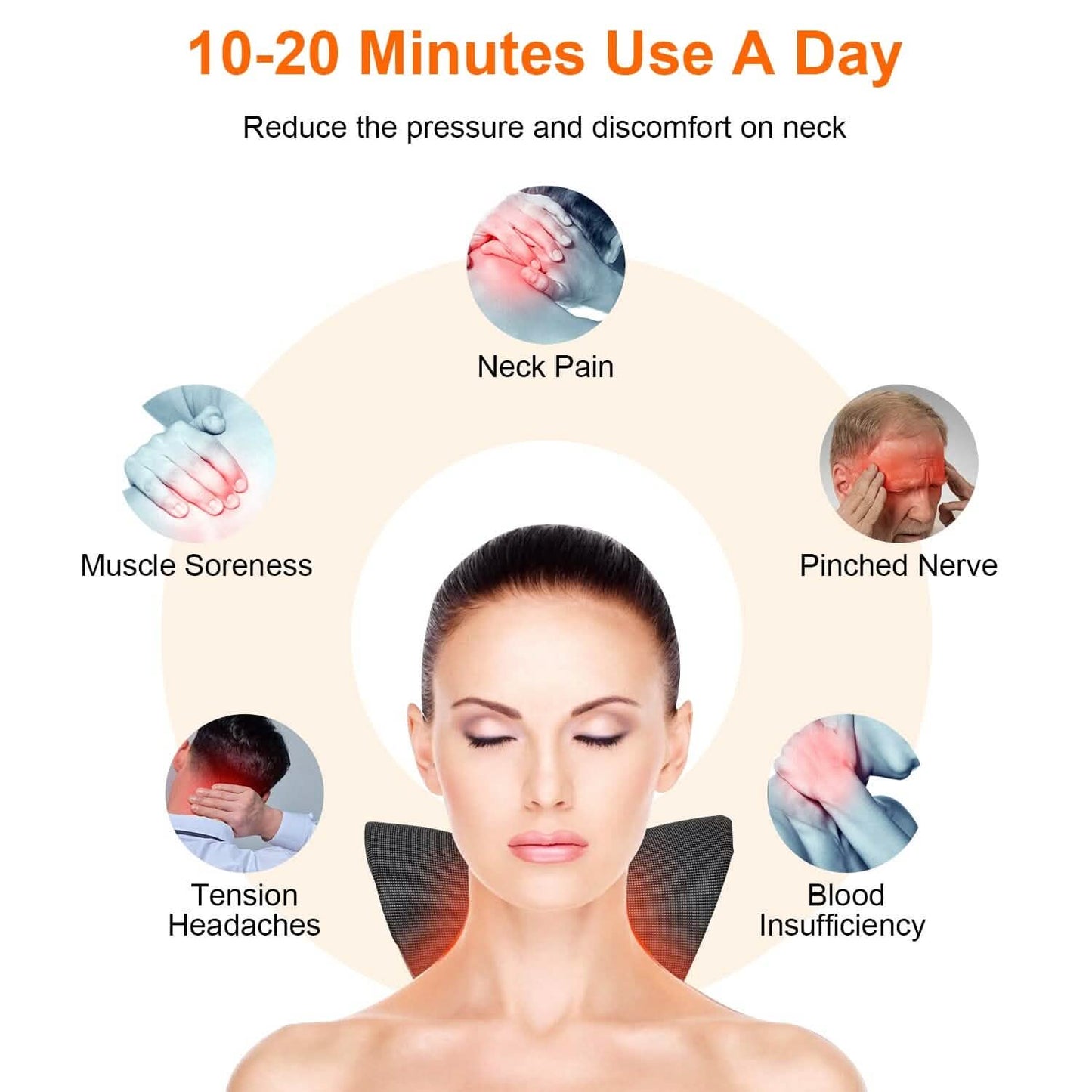 Ergonomic Heated Neck Stretcher Cervical Traction Therapy Pillow with Graphene Heating Pad