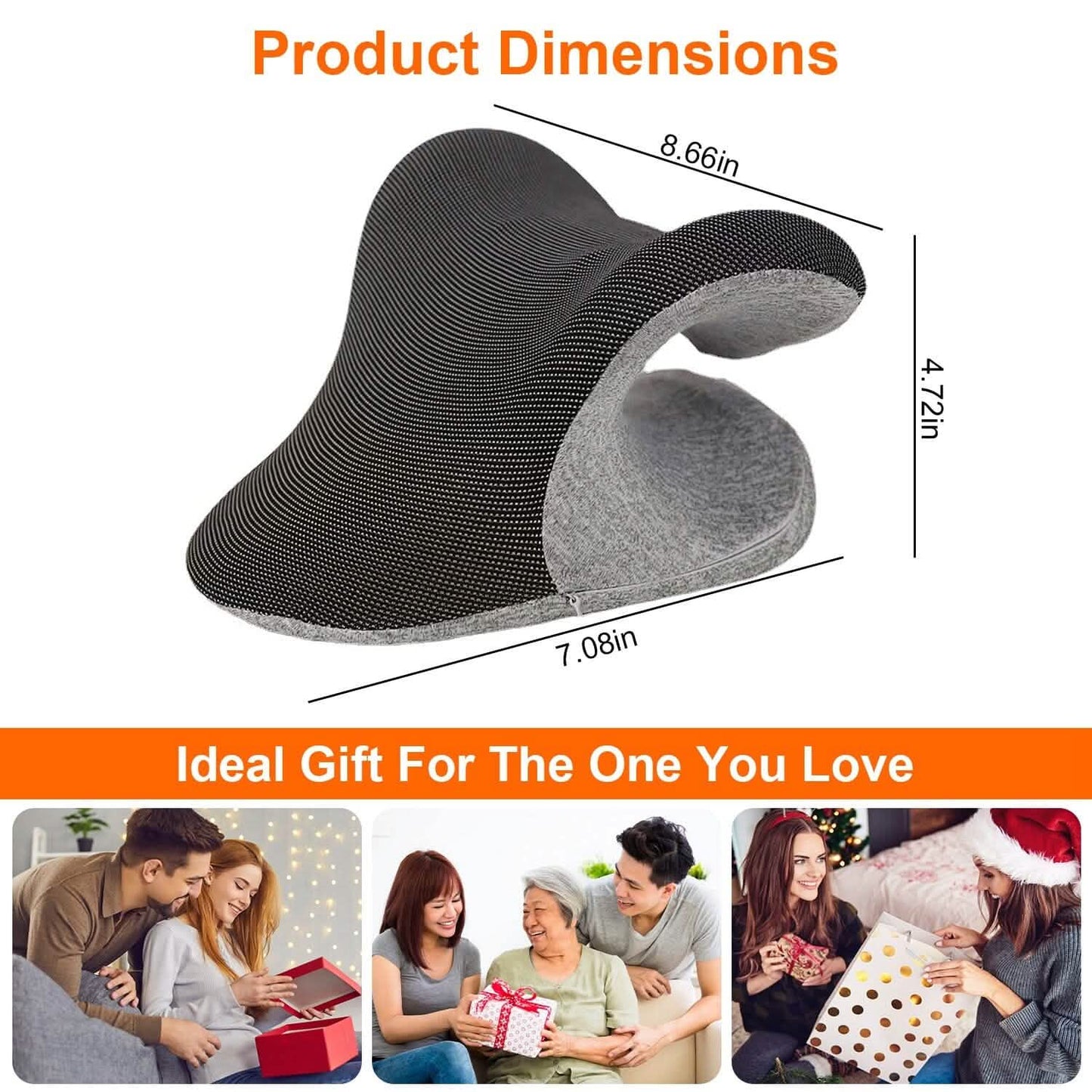 Ergonomic Heated Neck Stretcher Cervical Traction Therapy Pillow with Graphene Heating Pad
