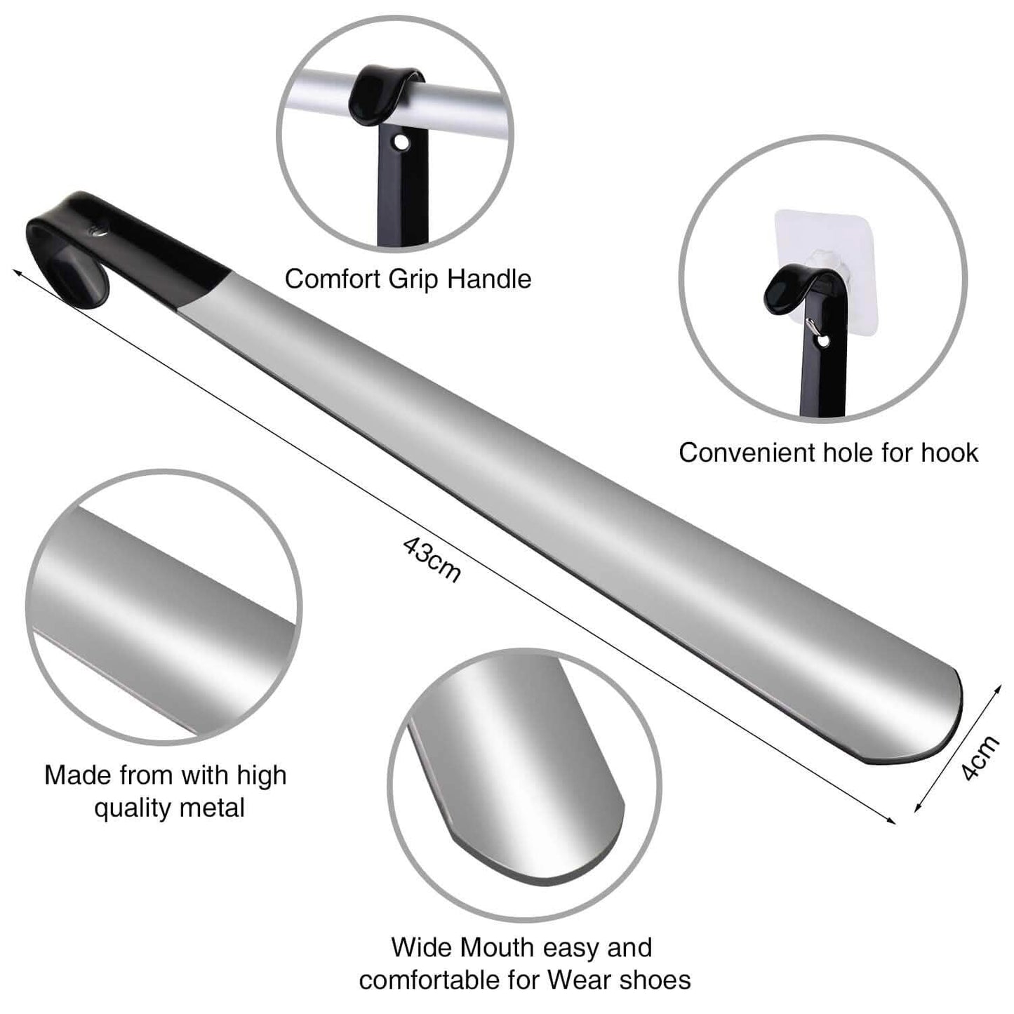 Ergonomic Stainless Steel Easy Grip Long Handle Shoe Horn