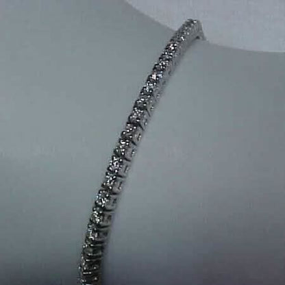 Estate 2.10CTW Natural Diamond Tennis Bracelet 14K White Gold 7"