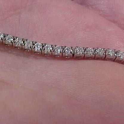 Estate 2.10CTW Natural Diamond Tennis Bracelet 14K White Gold 7"