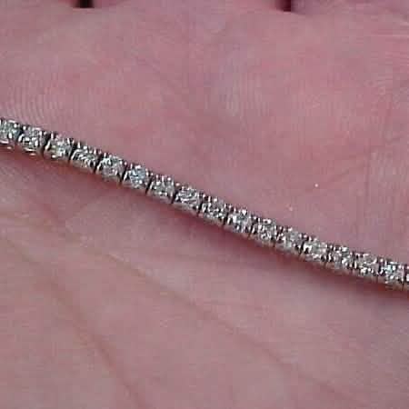 Estate 2.10CTW Natural Diamond Tennis Bracelet 14K White Gold 7"