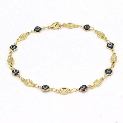 Evil Eye Anklet 10'' Blue High Polish