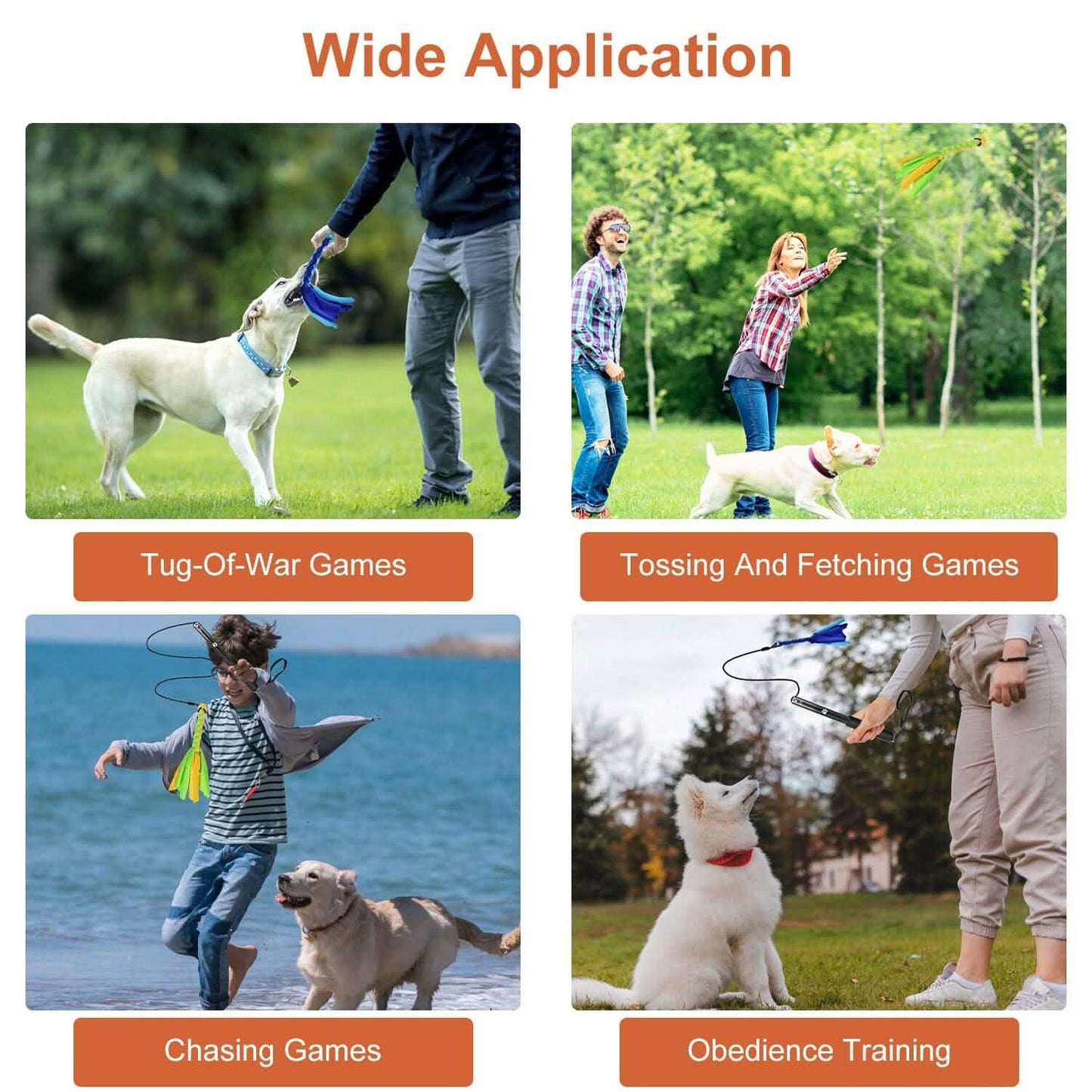 Extendable Dog Flirt Pole with 2 Replaceable Interactive Tail Toys