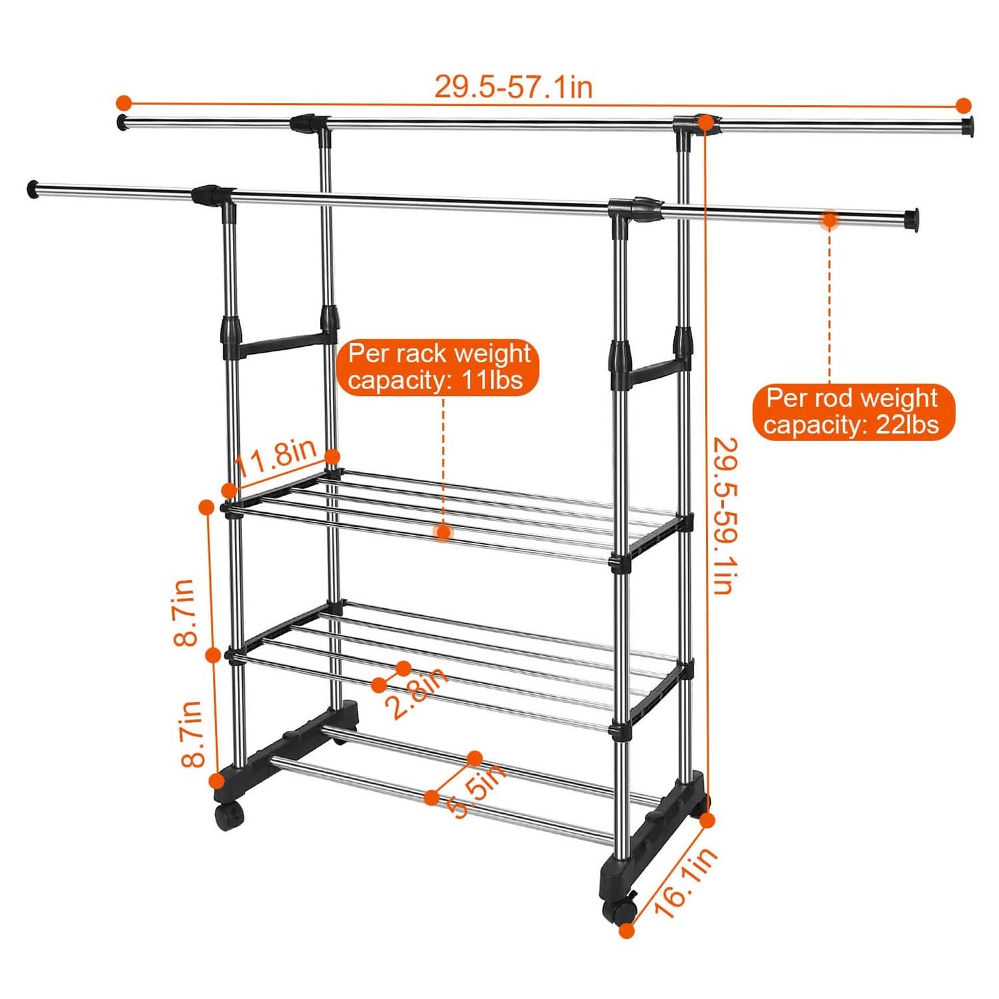 Extendable Garment Hanging Rack