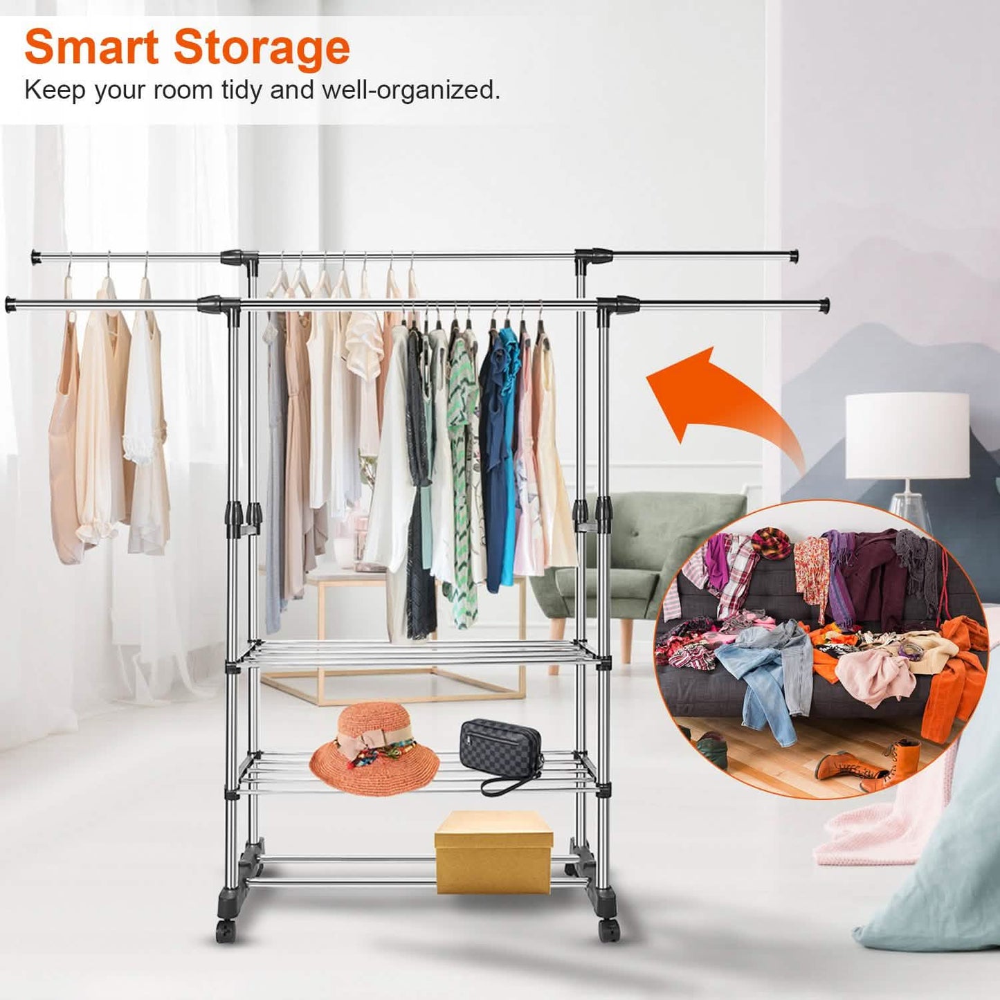 Extendable Garment Hanging Rack