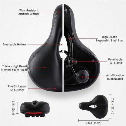 Extra Wide Big Bum Bike Seat Soft & Comfort Padded MTB Road Bicycle Gel Saddle Cushion