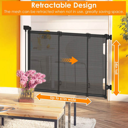 Extra Wide Child Safety Gate Retractable Door