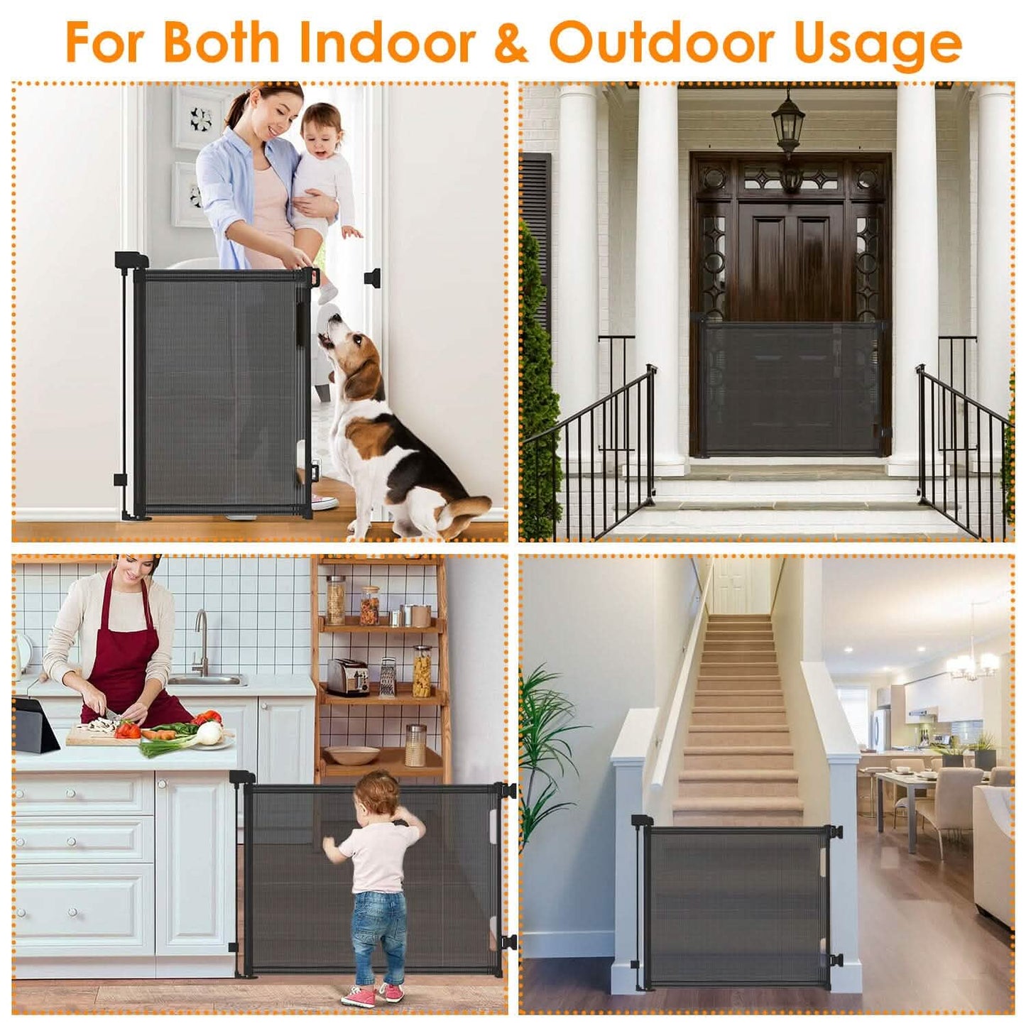 Extra Wide Child Safety Gate Retractable Door