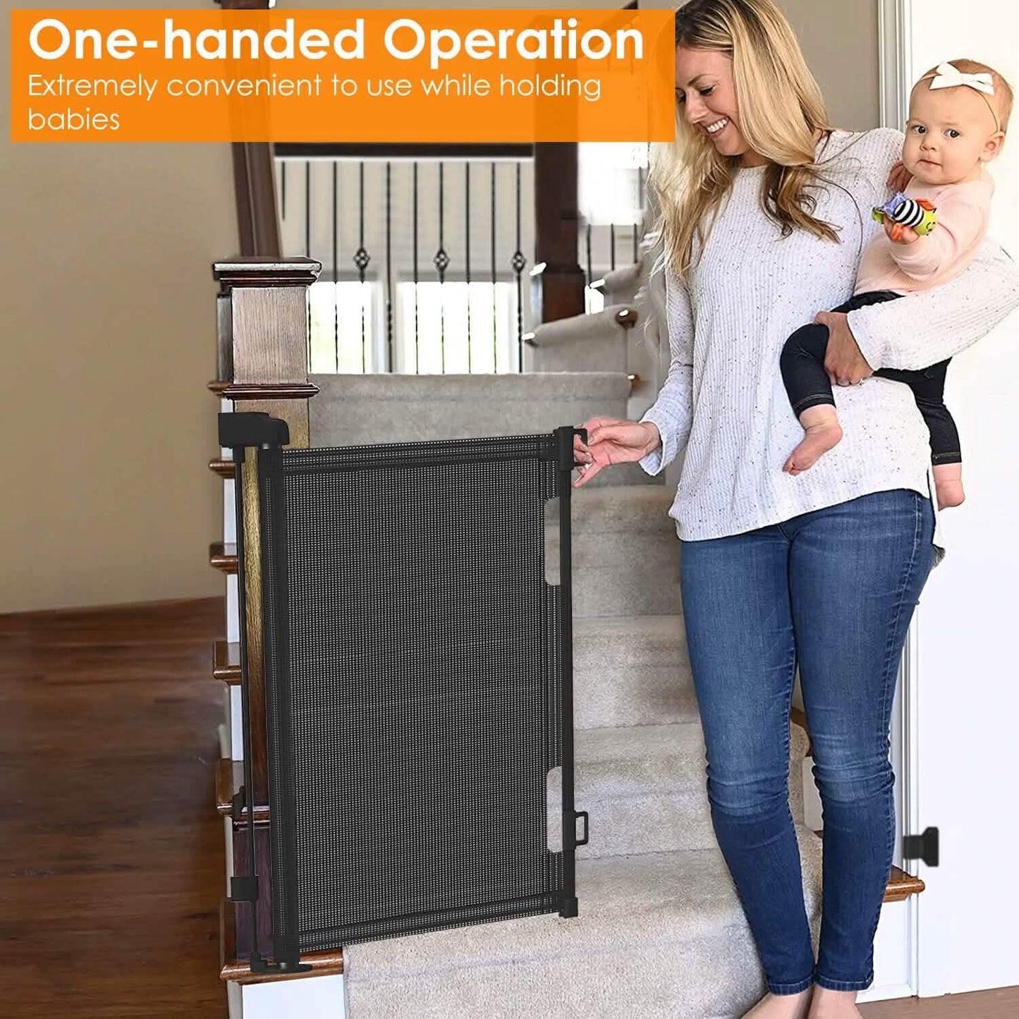 Extra Wide Child Safety Gate Retractable Door