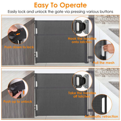 Extra Wide Child Safety Gate Retractable Door