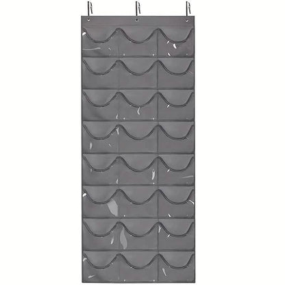 24-Grid Hanging Door Organizer – Space-Saving Nylon Storage with Clear Pockets