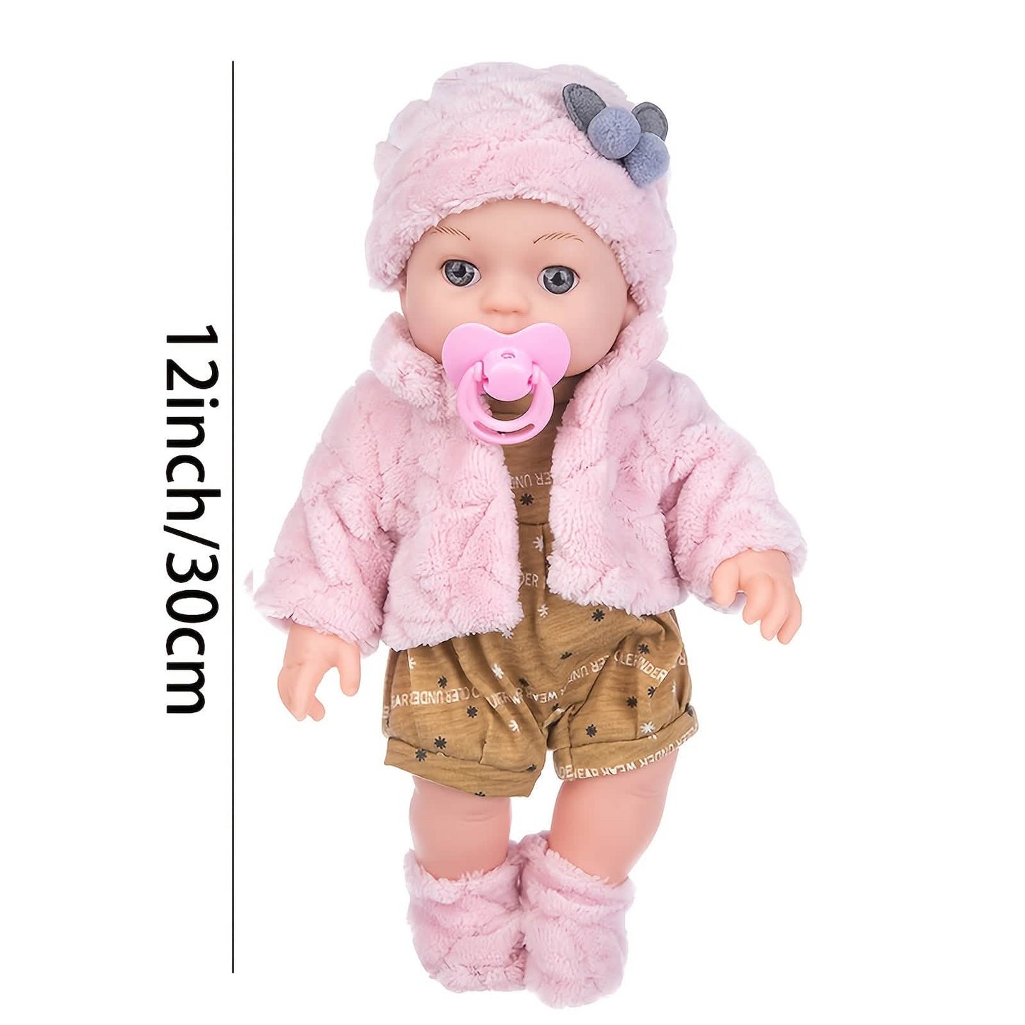 12" Pink Baby Doll – PVC Dress-Up Play Doll (Ages 3+)