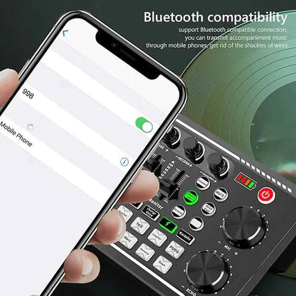 F998 Live Sound Card Audio Mixer Podcast Audio Interface with DJ Mixer Effects