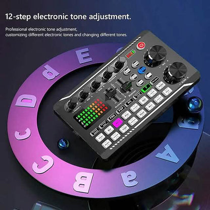 F998 Live Sound Card Audio Mixer Podcast Audio Interface with DJ Mixer Effects