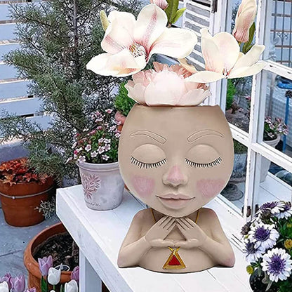 Face Flower Pot Head Vase for Indoor Plant Decoration