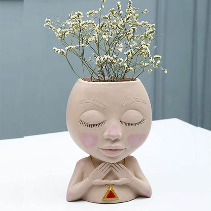 Face Flower Pot Head Vase for Indoor Plant Decoration