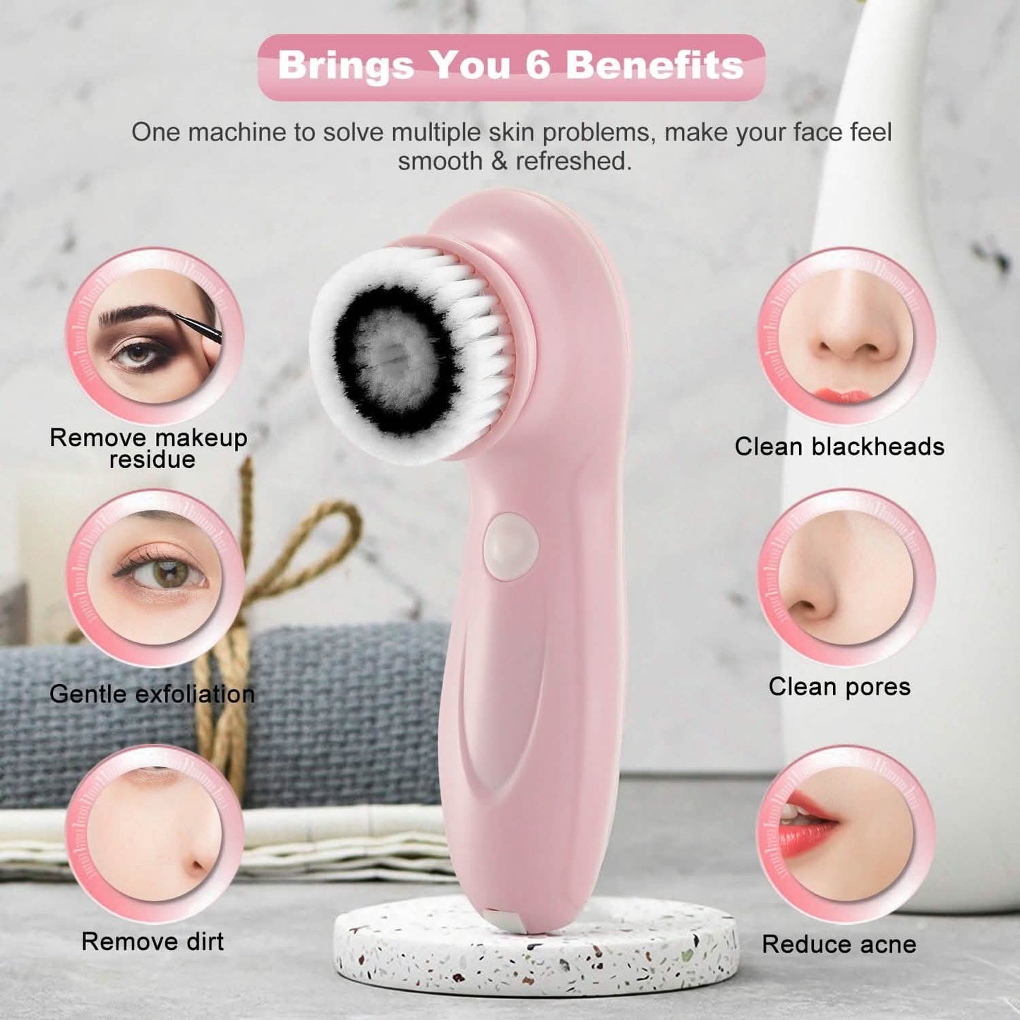 Facial Cleansing Brush IPX6 Waterproof 2 Speed Face Brush