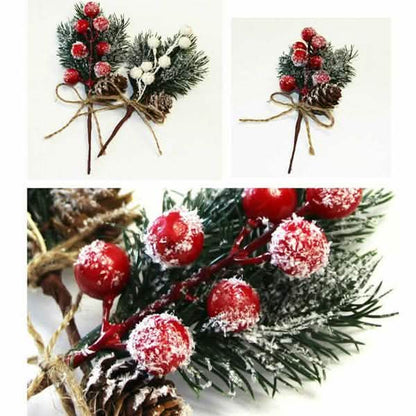 Fake Snow Frost Pine Branch Cone Berry Holly Christmas Tree Christmas Ornament