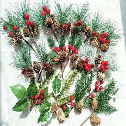 Fake Snow Frost Pine Branch Cone Berry Holly Christmas Tree Christmas Ornament