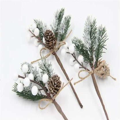 Fake Snow Frost Pine Branch Cone Berry Holly Christmas Tree Christmas Ornament