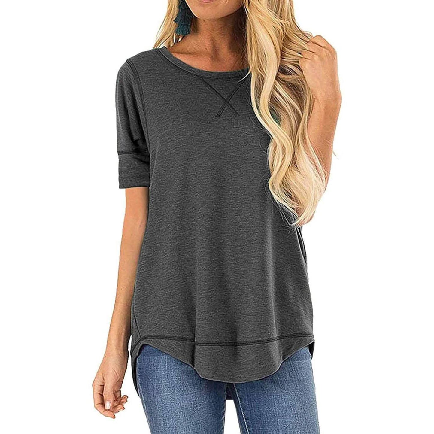 Fall Tops for Women Long Sleeve Side Split Casual Loose Tunic Top